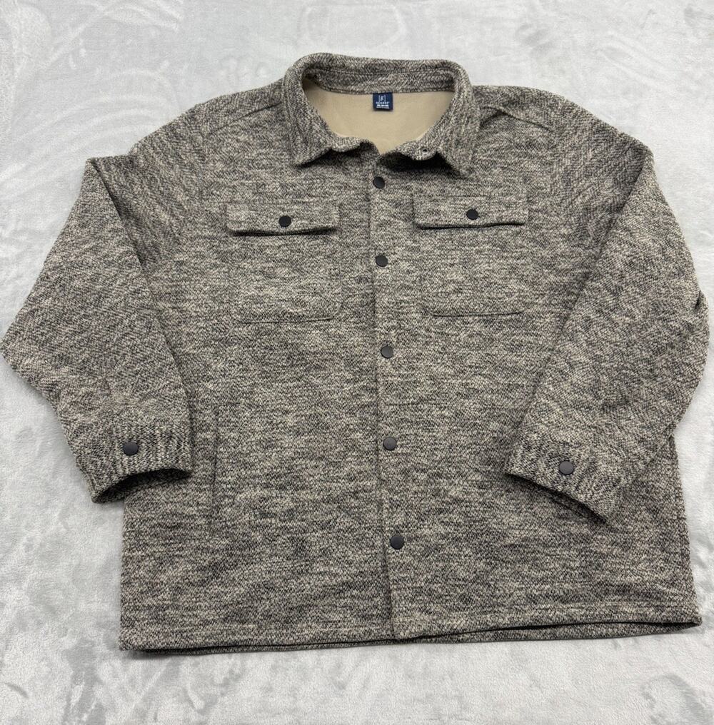 George Men's Knit Shacket fleece Lining, men's Size 3XL beige sandy beach